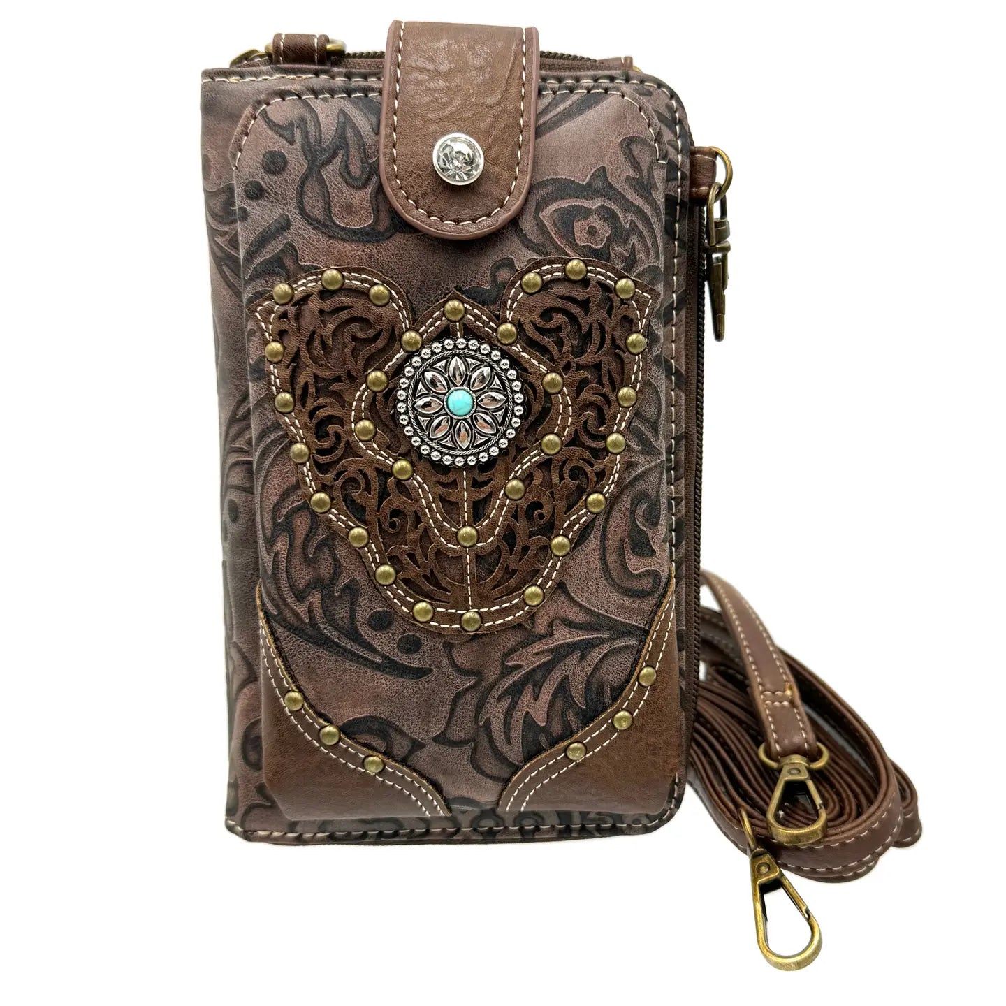 Wallet - Floral Damask Crossbody Phone