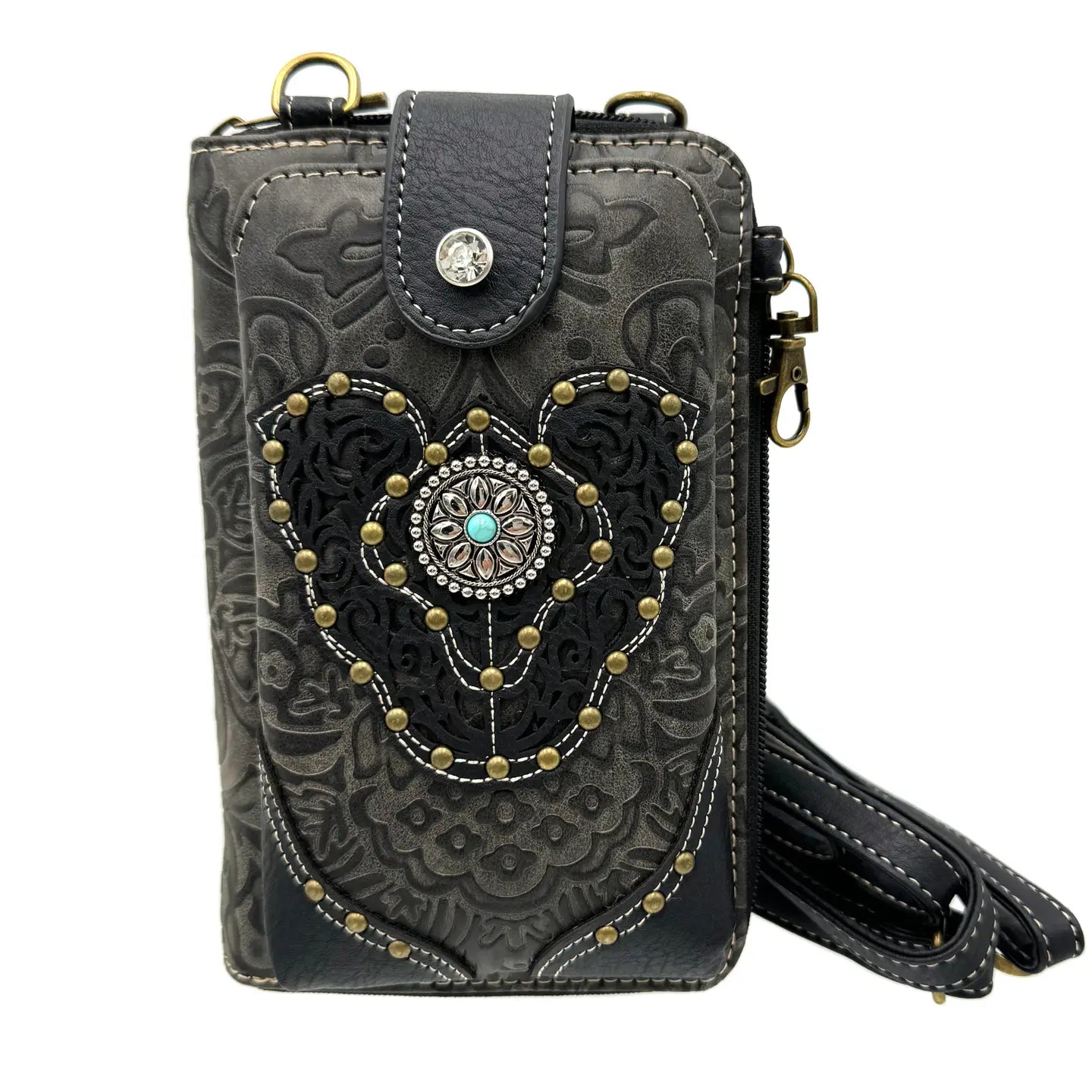 Wallet - Floral Damask Crossbody Phone