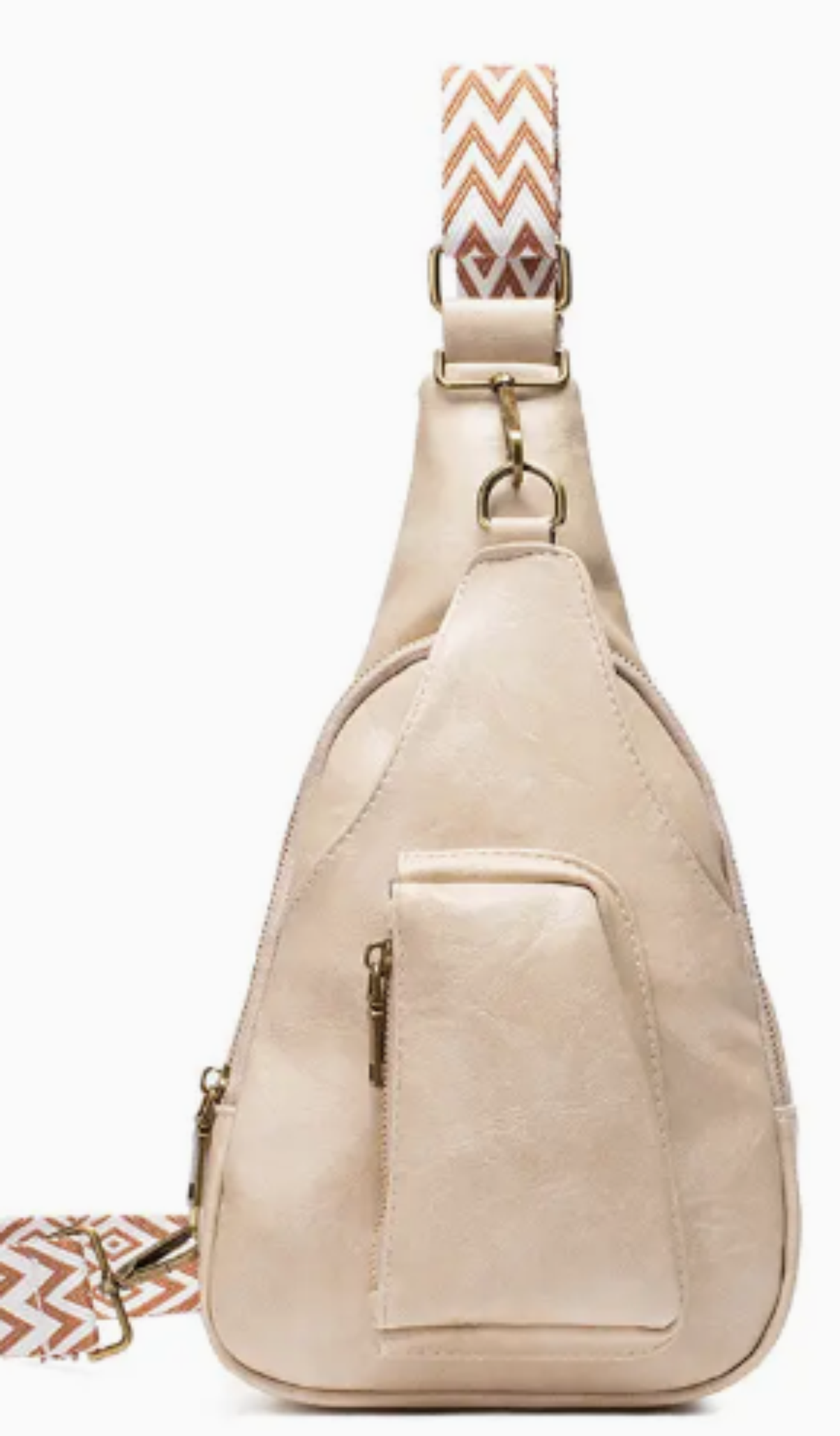 Bag - Embroidery Strap Faux Leather Sling Crossbody