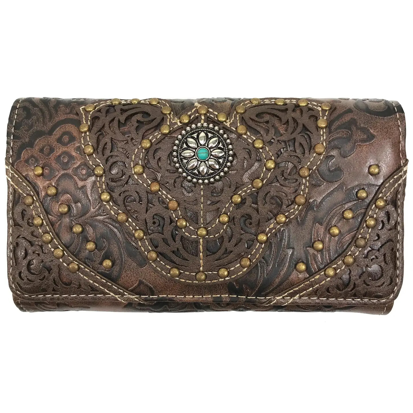 Crossbody Wallet - Western Floral Damask