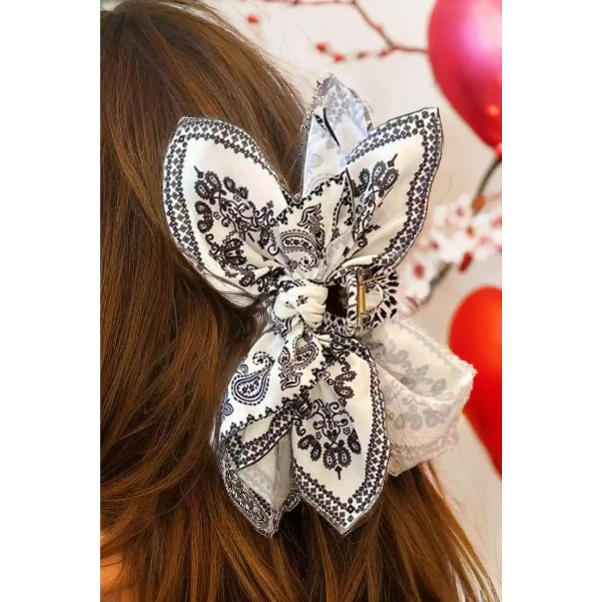 Hair Clip - Paisley Floral Bow Knot