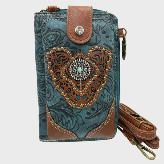 Wallet - Floral Damask Crossbody Phone