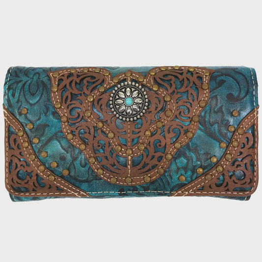 Crossbody Wallet - Western Floral Damask