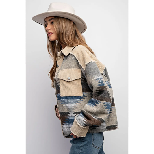 Shacket -Tribal Aztec Pattern Button Down