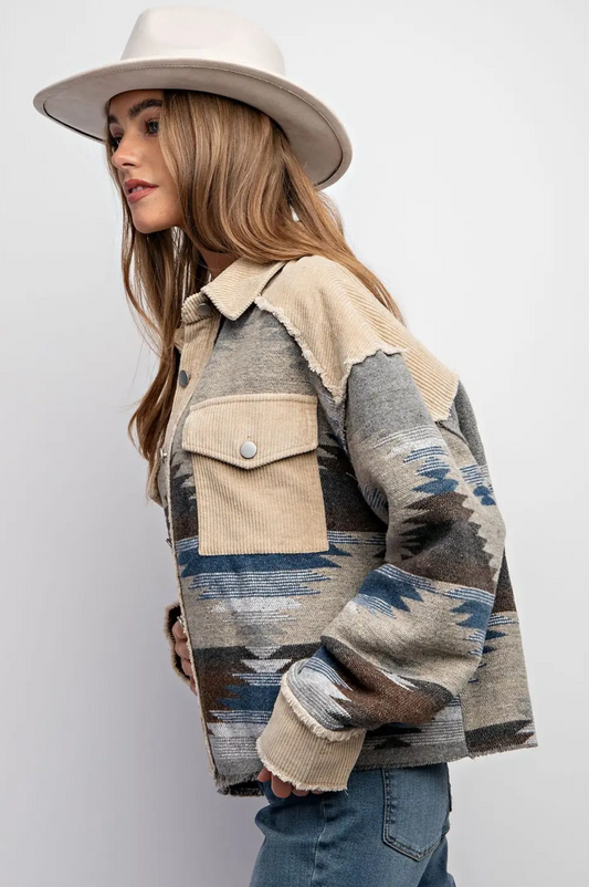 Shacket -Tribal Aztec Pattern Button Down