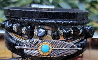 Bracelet - Magnetic Clasp Stacked Feather