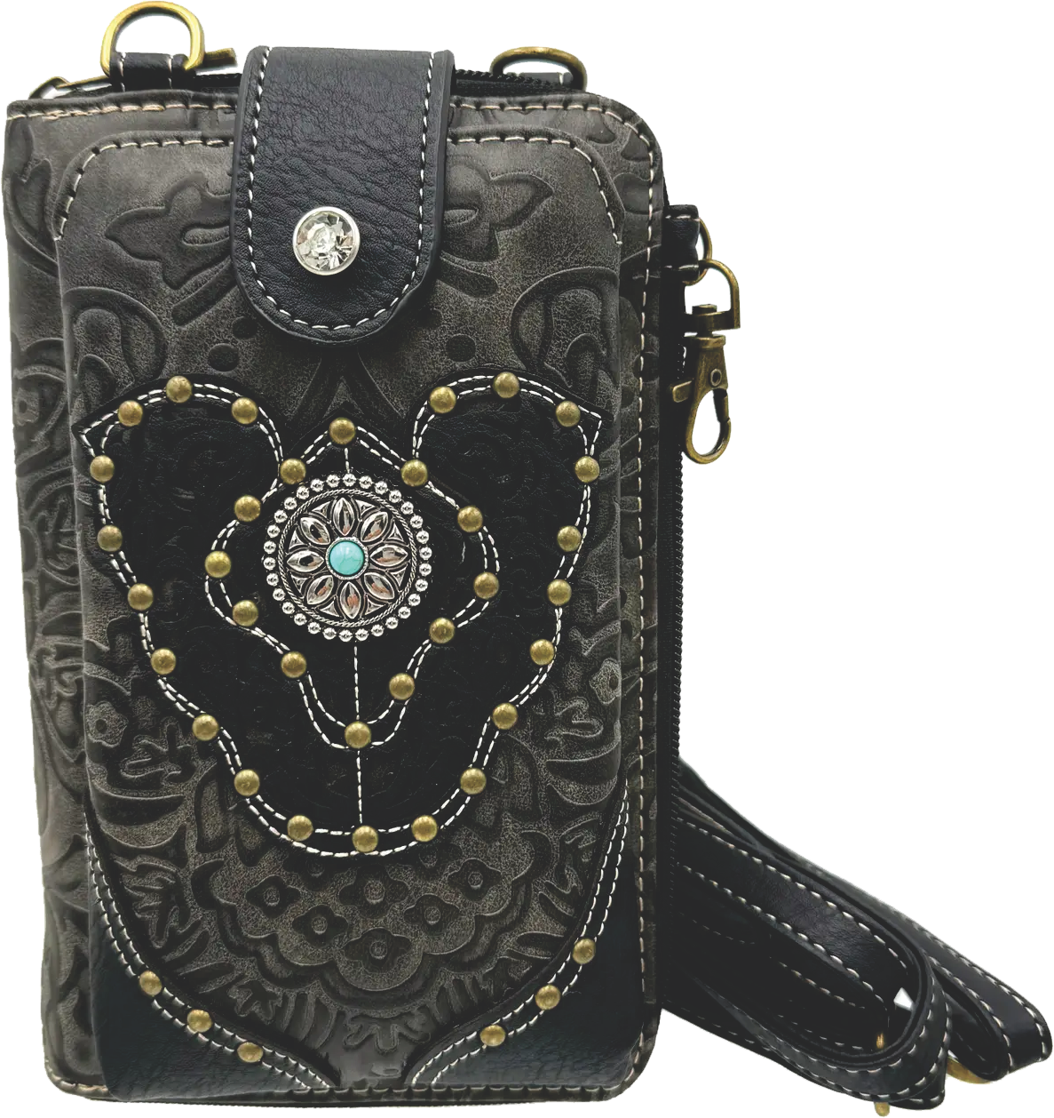 Wallet - Floral Damask Crossbody Phone