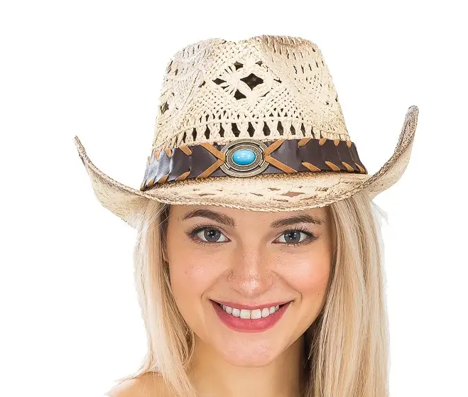 Cowboy Hat - Brown Band Turquoise Concho
