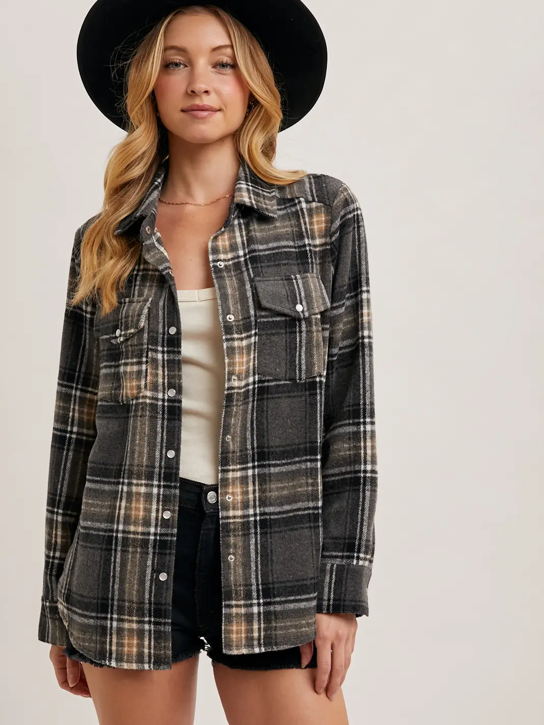 Shacket - Grey Combo Plaid