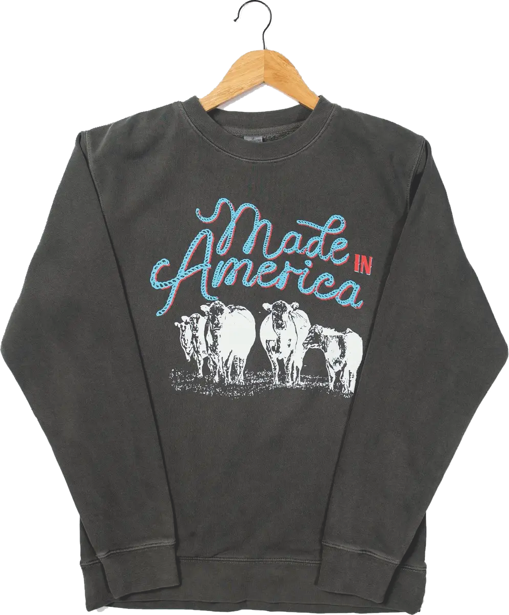 Western 'Made in America' Charcoal Graphic Crewneck