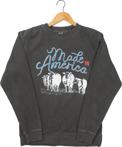 Western 'Made in America' Charcoal Graphic Crewneck