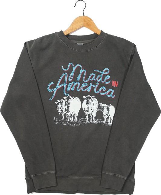 Western 'Made in America' Charcoal Graphic Crewneck
