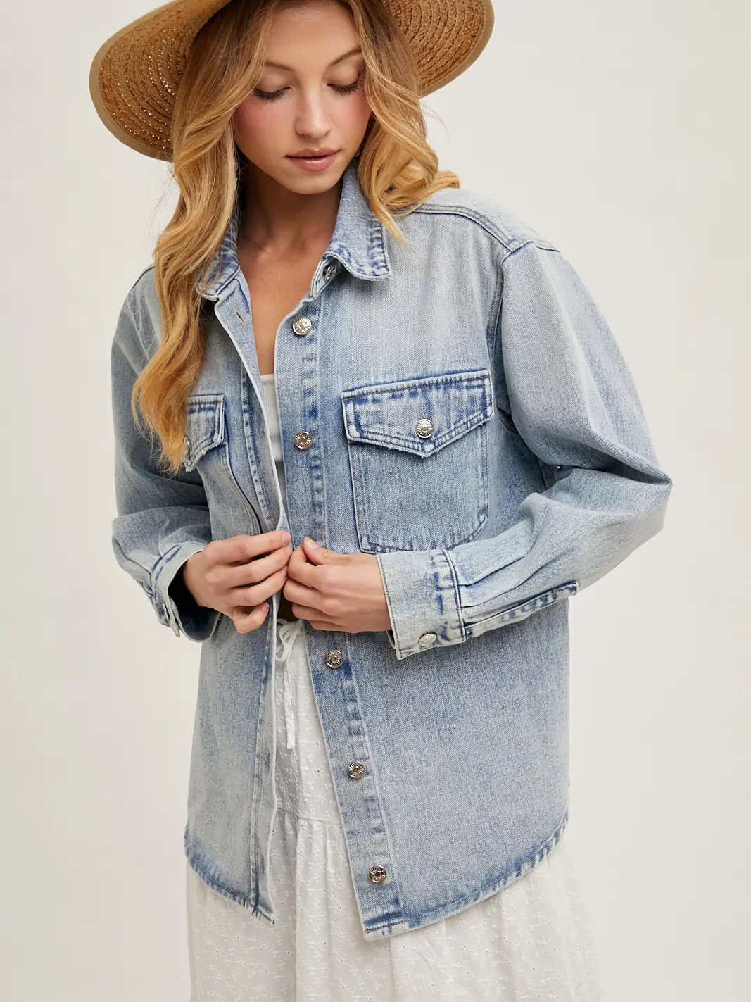 Shacket - Button Down Washed Denim