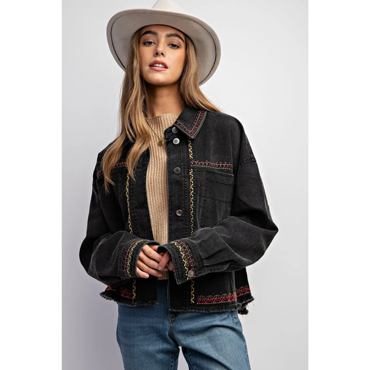 Jacket - Embroidered Wash Western