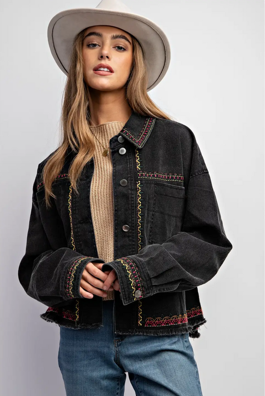 Jacket - Embroidered Wash Western