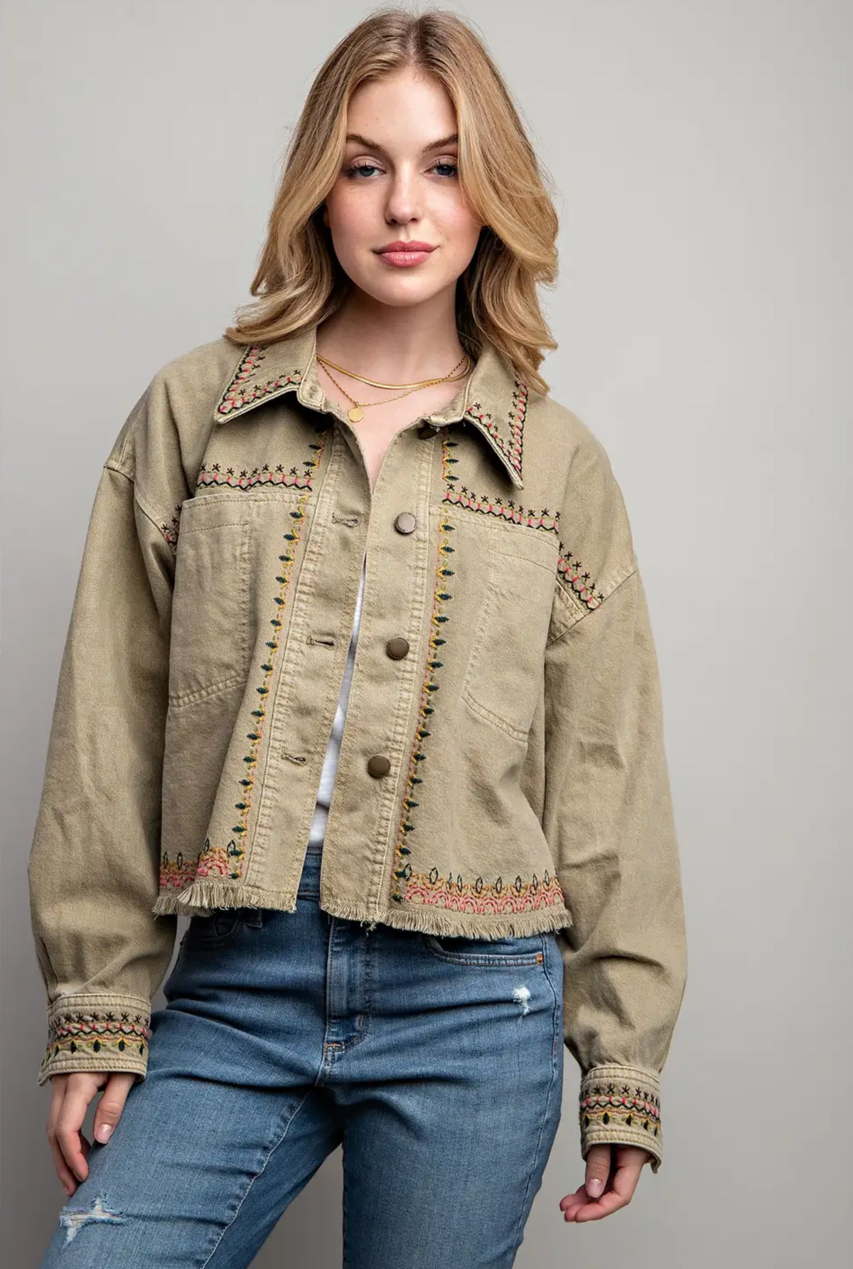 Jacket - Embroidered Wash Western