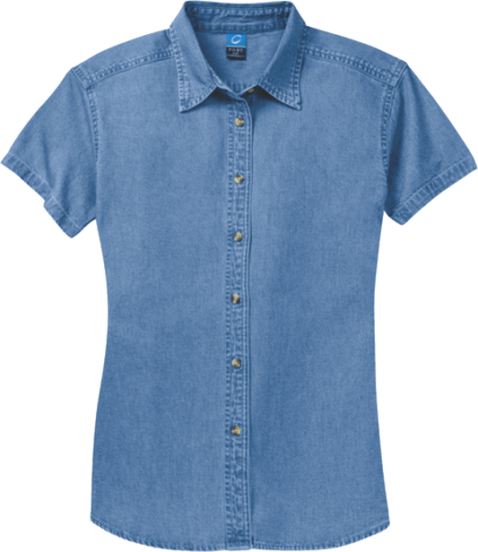 LSP11 - Women's Short Sleeve Denim Shirt - Herreid