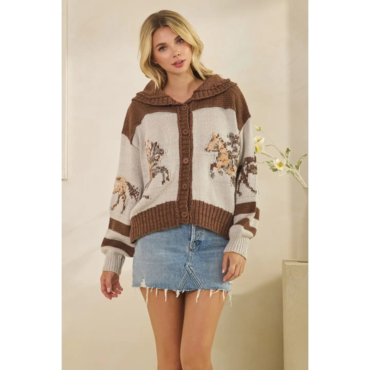 Sweater - Horse Print