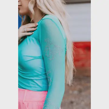 Mesh Top - Rhinestone Embellished