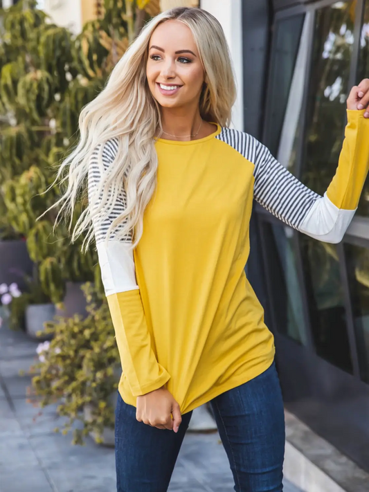 28733 - Striped Sleeve Christy Top - Herreid