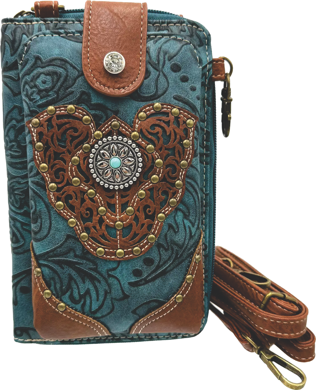 Wallet - Floral Damask Crossbody Phone