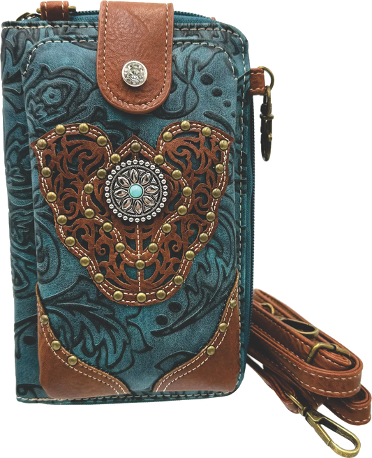Wallet - Floral Damask Crossbody Phone