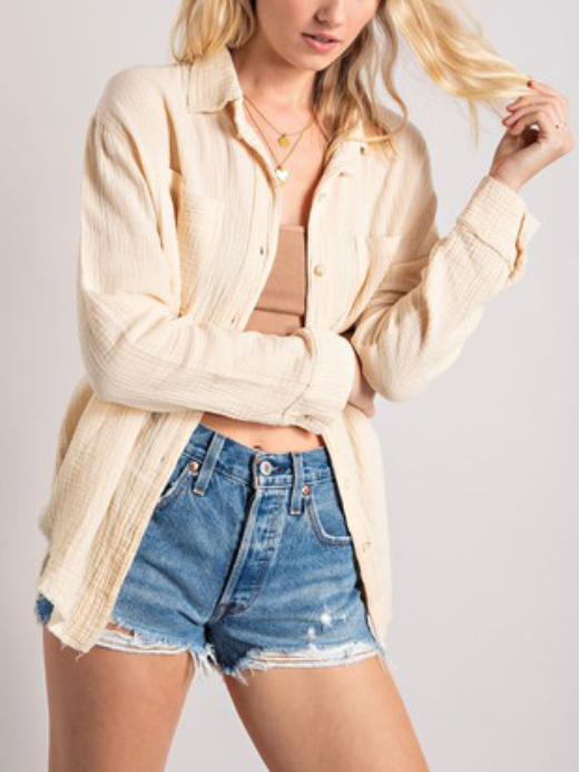 Shirt - Wrinkled Gauze Button Down