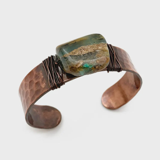 Bracelet - Banjara Hammered Cuff With Stone