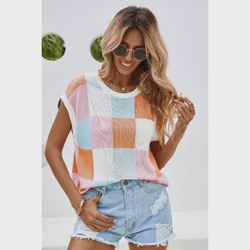 Sweater - Cap Sleeve Color Block