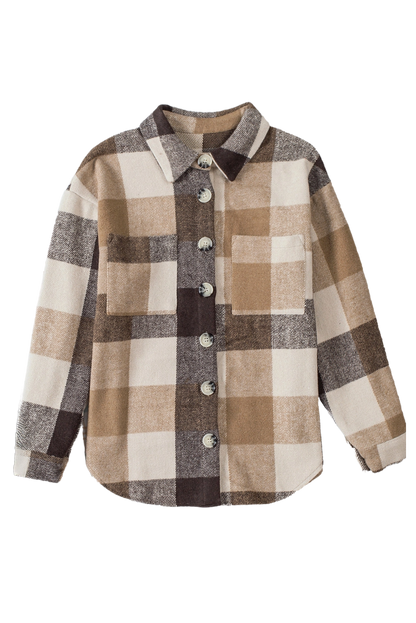 PE8511343 - Plaid Color Block Shacket - Herreid